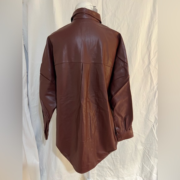 French Connection leather long sleeves medium dark brown top - Picture 3 of 4